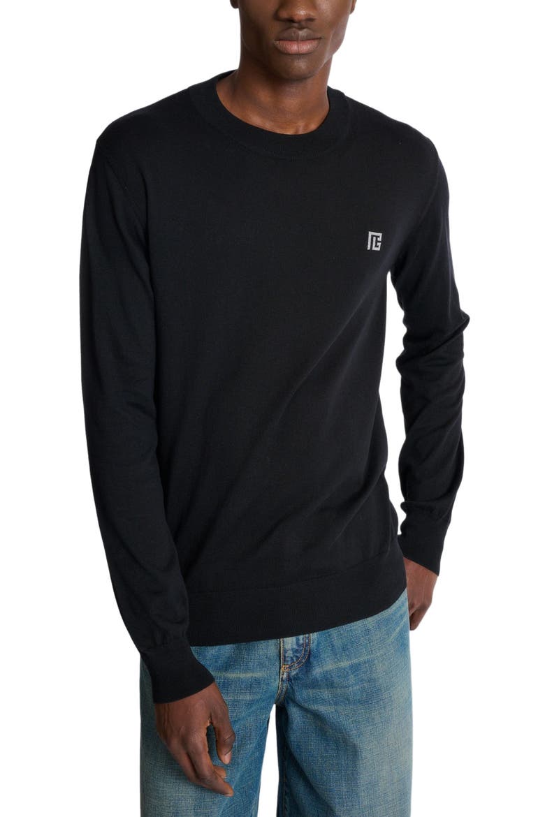 Fine silk and cotton jumper, Main, color, black