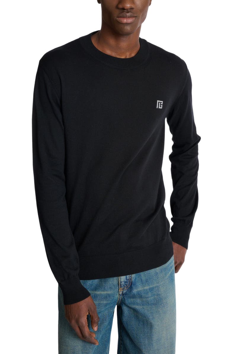 Balmain Fine silk and cotton jumper, Main, color, Black