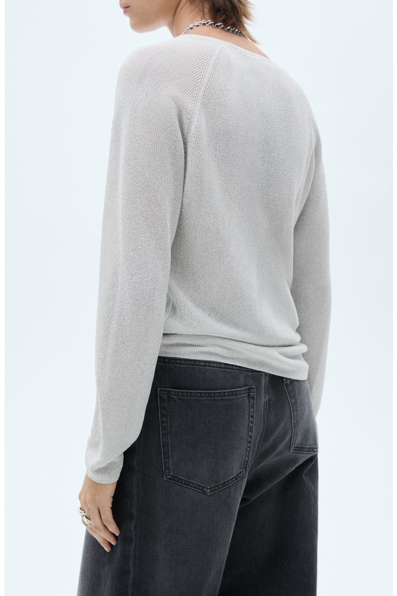Shimmer V-Neck Sweater, Alternate, color, SILVER