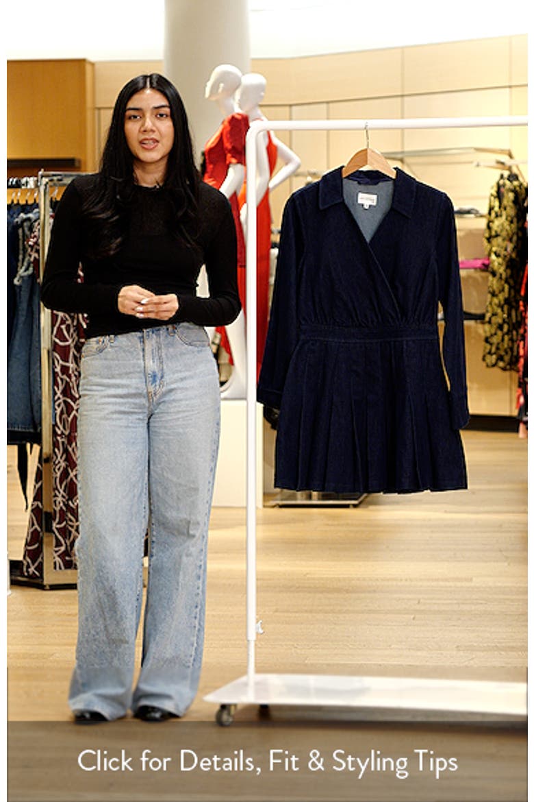 Pleated Long Sleeve Denim Minidress video