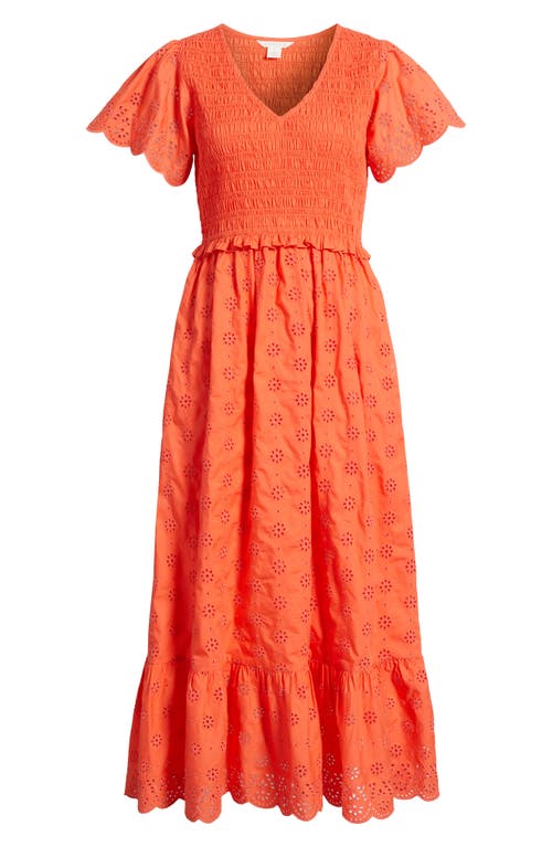 Shop Caslonr Caslon(r) Eyelet Smocked Flutter Sleeve Maxi Dress
