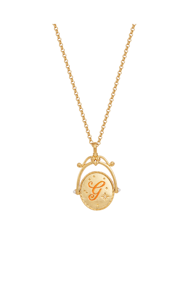 G Initial Gerbera Gold Spinner Chain Necklace, Main, color, Gold