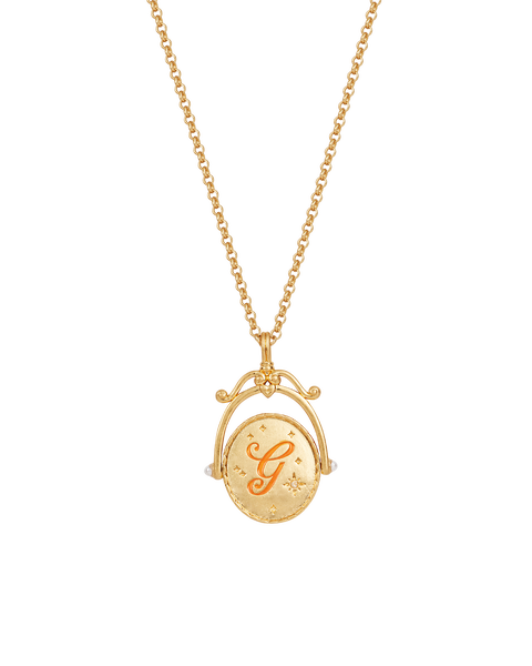 G Initial Gerbera Gold Spinner Chain Necklace
