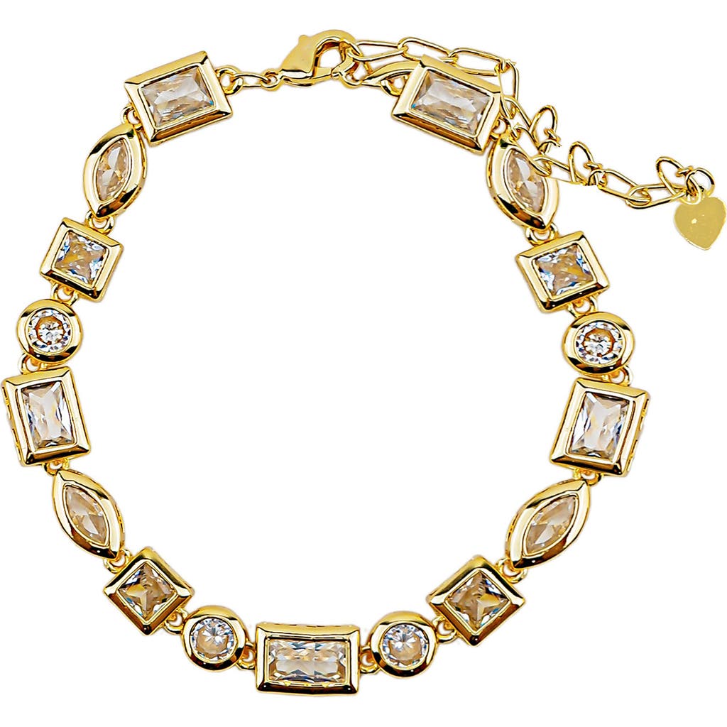 Panacea Mixed Bezel Framed Cz Chain Bracelet