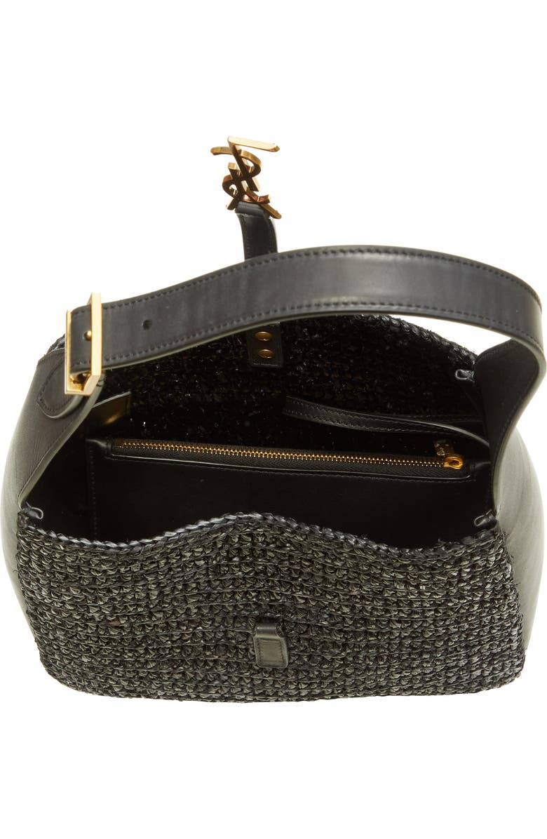 Saint Laurent Small Le 5 À 7 Woven Raffia Hobo Bag, Alternate, color,