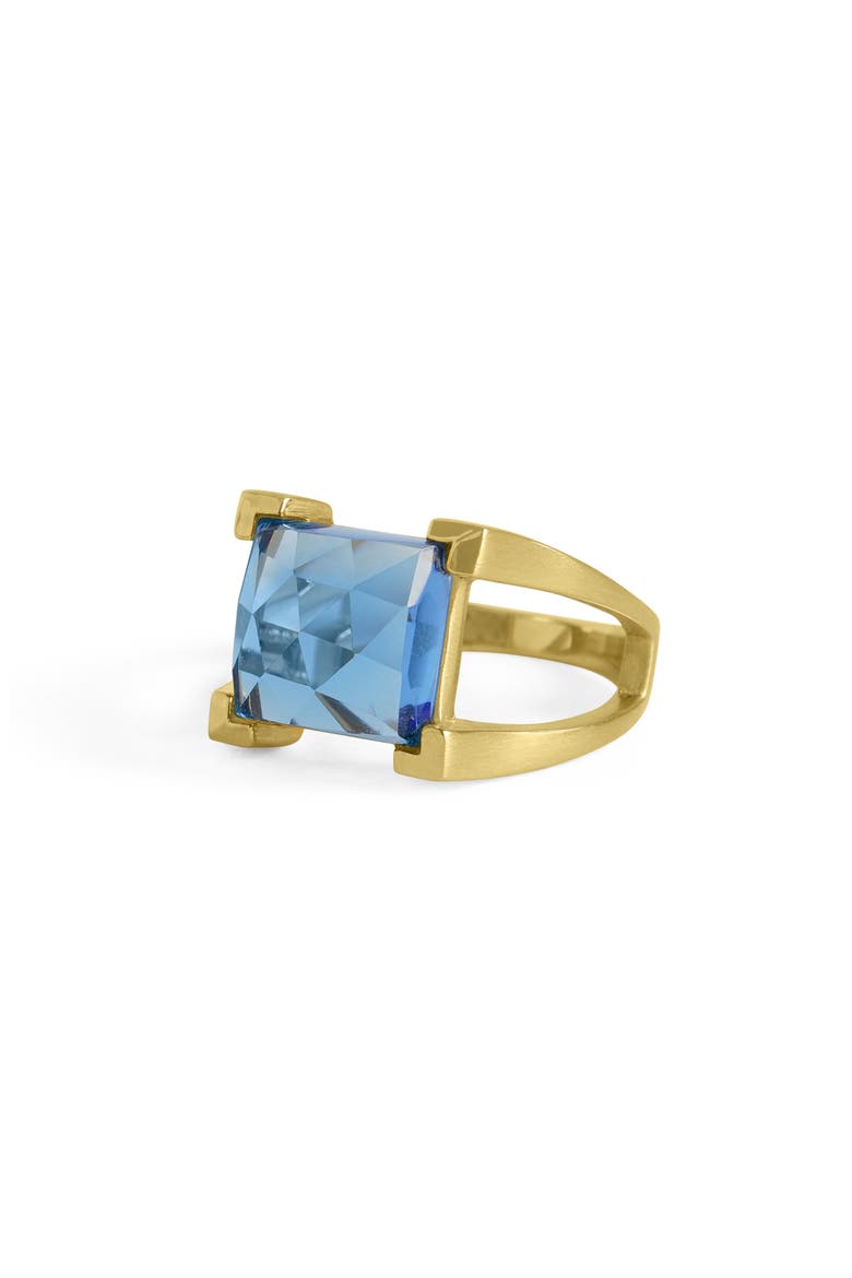 Mini Plaza Simulated Tanzanite Ring, Alternate, color, MIDNIGHT BLUE/ GOLD