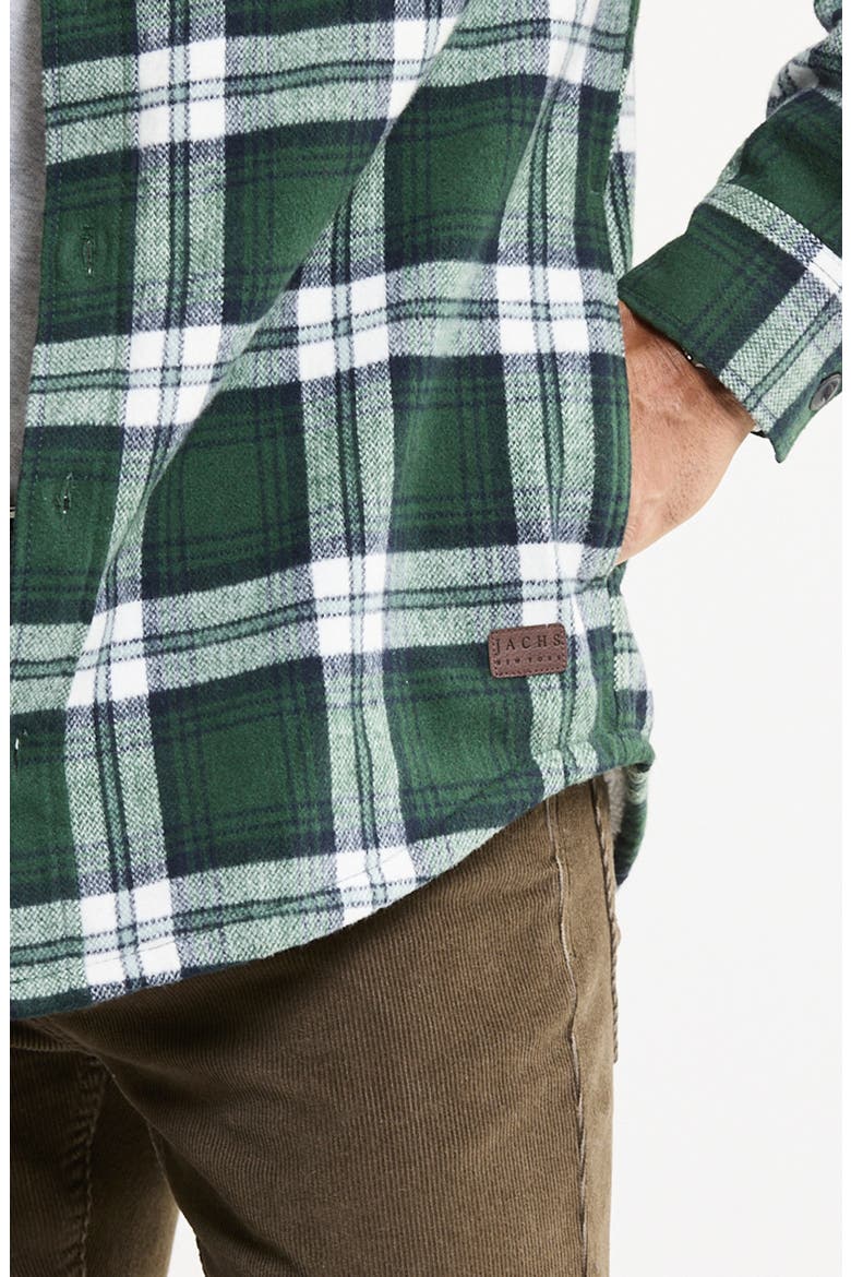 Flannel Shirt Jacket with Faux Fur Lining, Alternate, color, PLAID GREEN