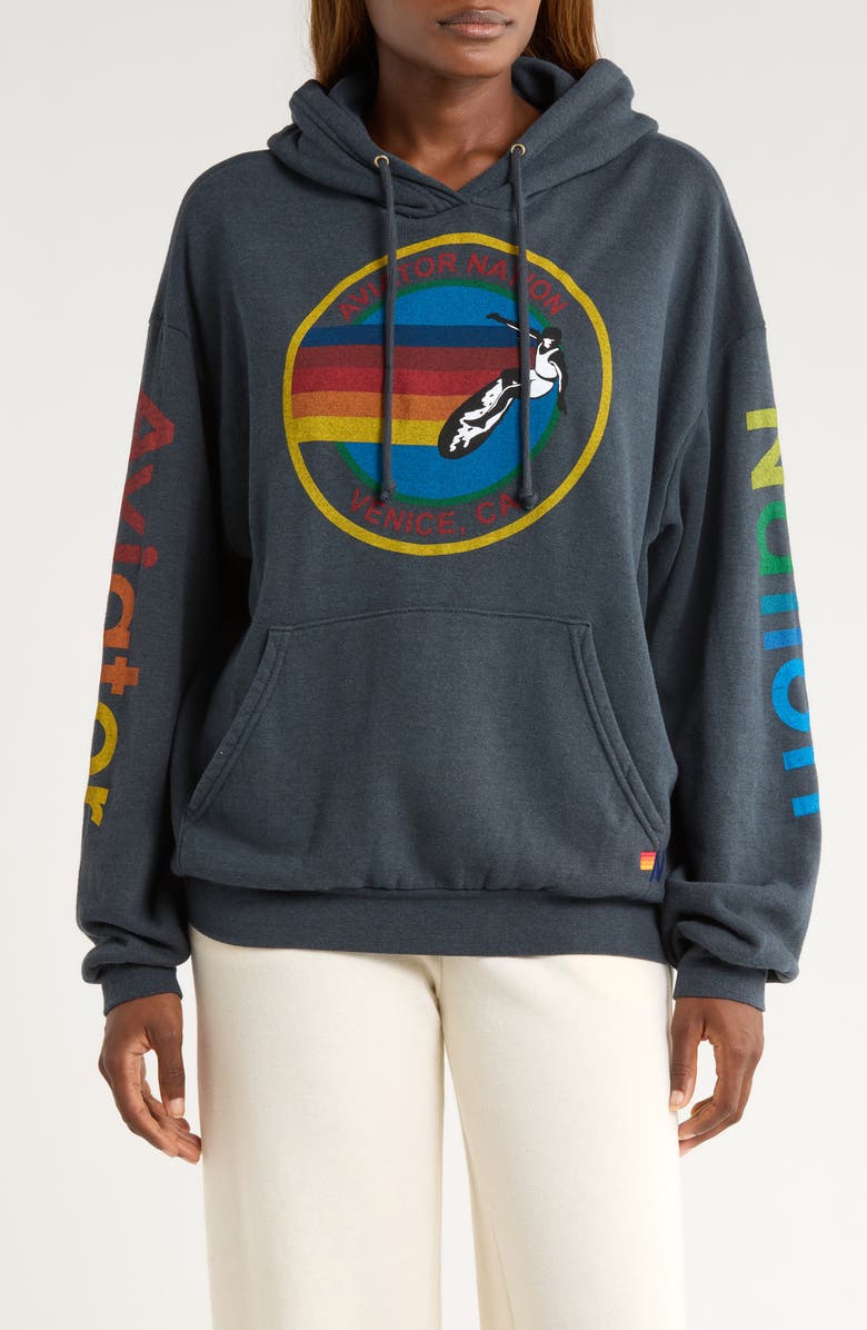 Aviator Nation Relaxed Graphic Hoodie, Main, color, Charcoal