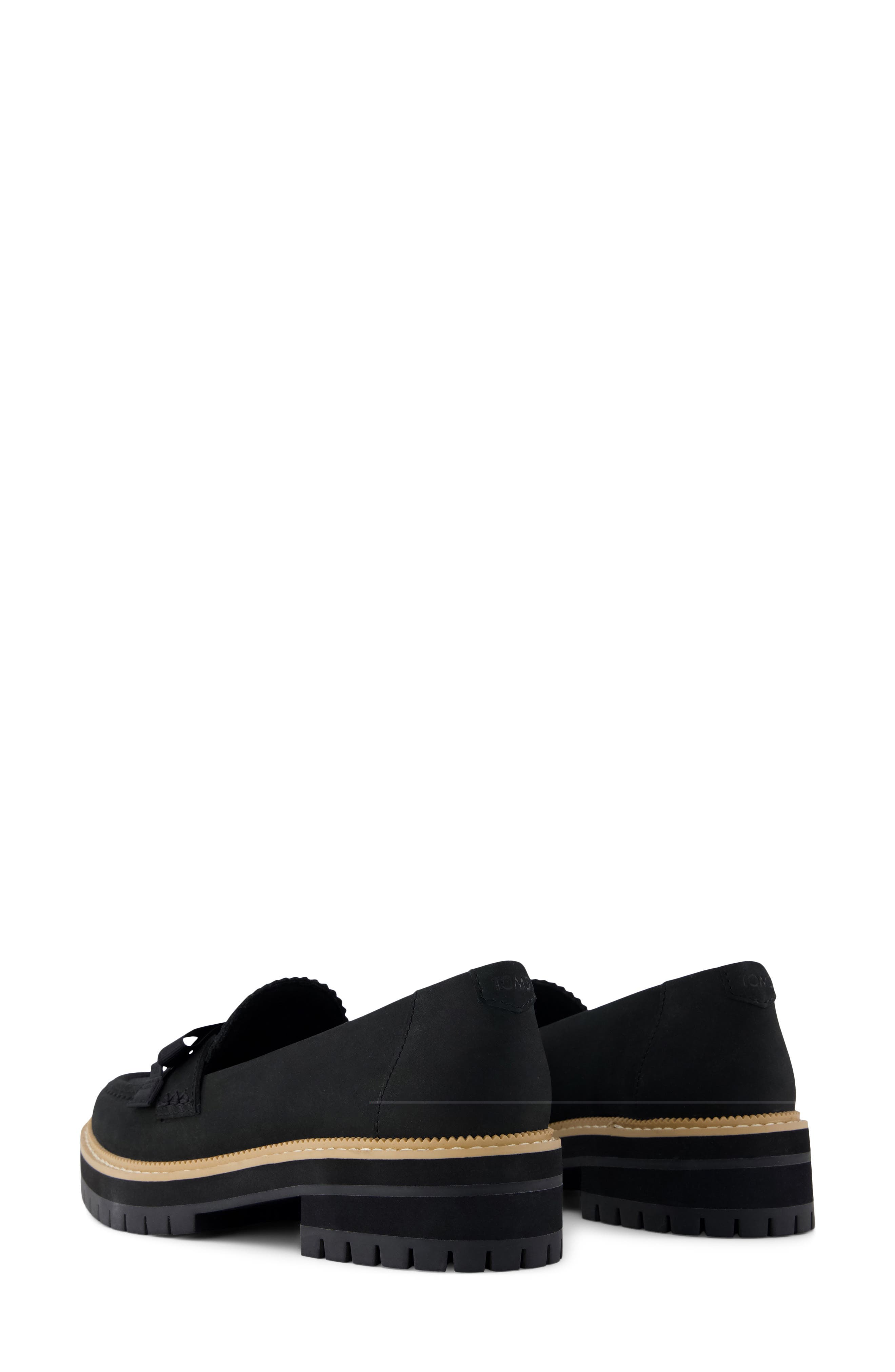 Cara Bow Platform Loafer, Alternate, color, BLACK