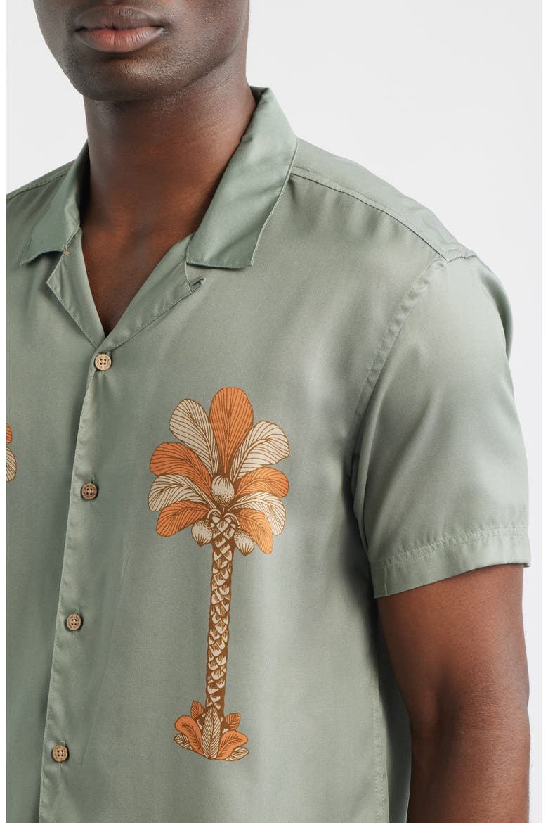 Oasis Palms Print Camp Shirt, Alternate, color, OLIVE