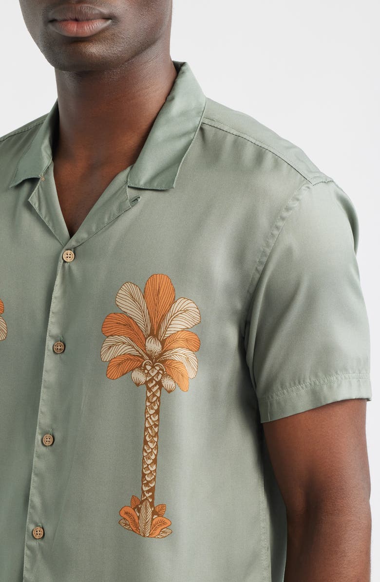 Boardies Oasis Palms Print Camp Shirt, Alternate, color, Olive