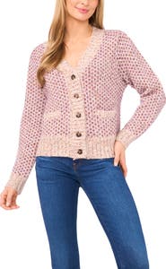 CeCe Tuck Stitch Grandpa Button-Up Cardigan