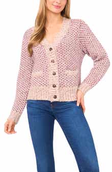CeCe Tuck Stitch Grandpa Button-Up Cardigan