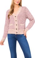 CeCe Tuck Stitch Grandpa Button-Up Cardigan