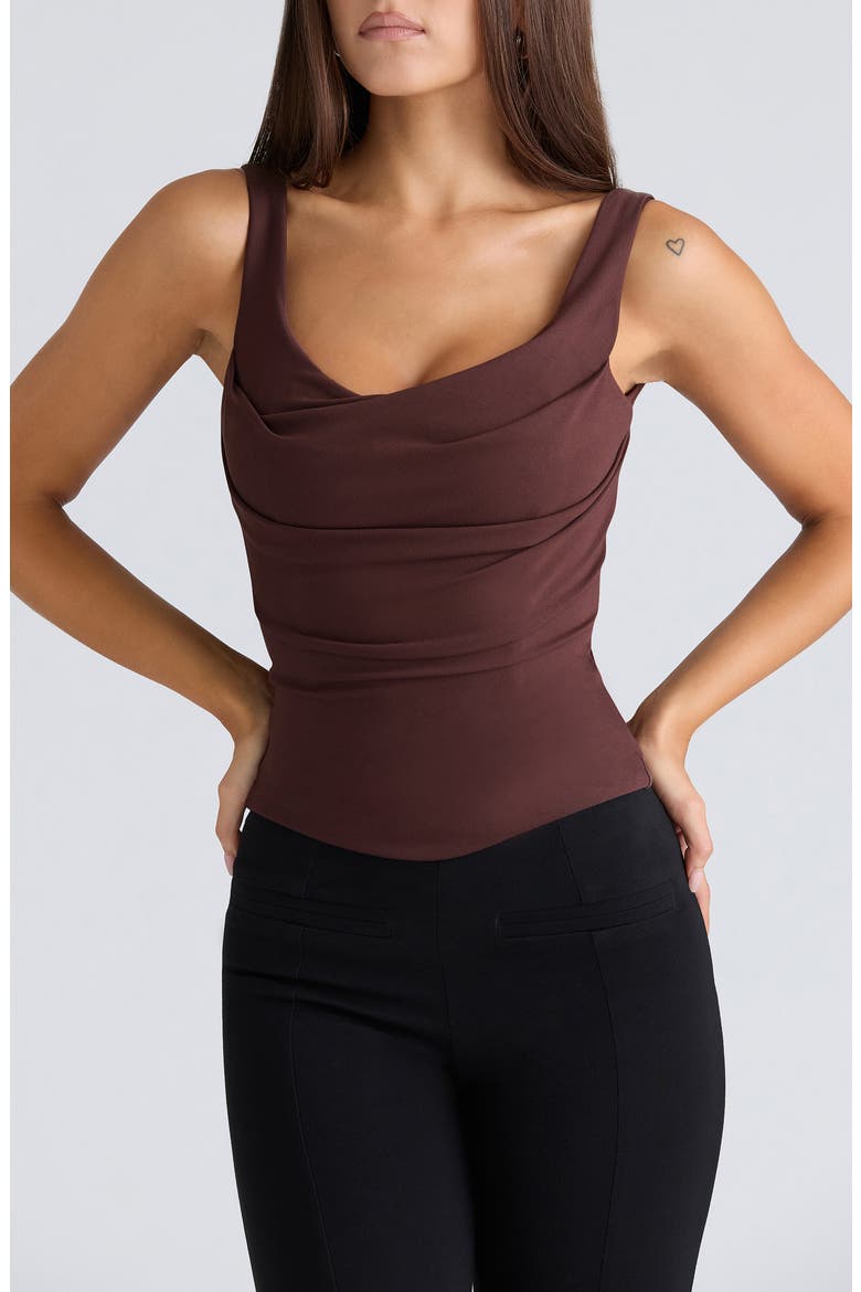 The Drape Neck Corset Top, Alternate, color, CHOCOLATE