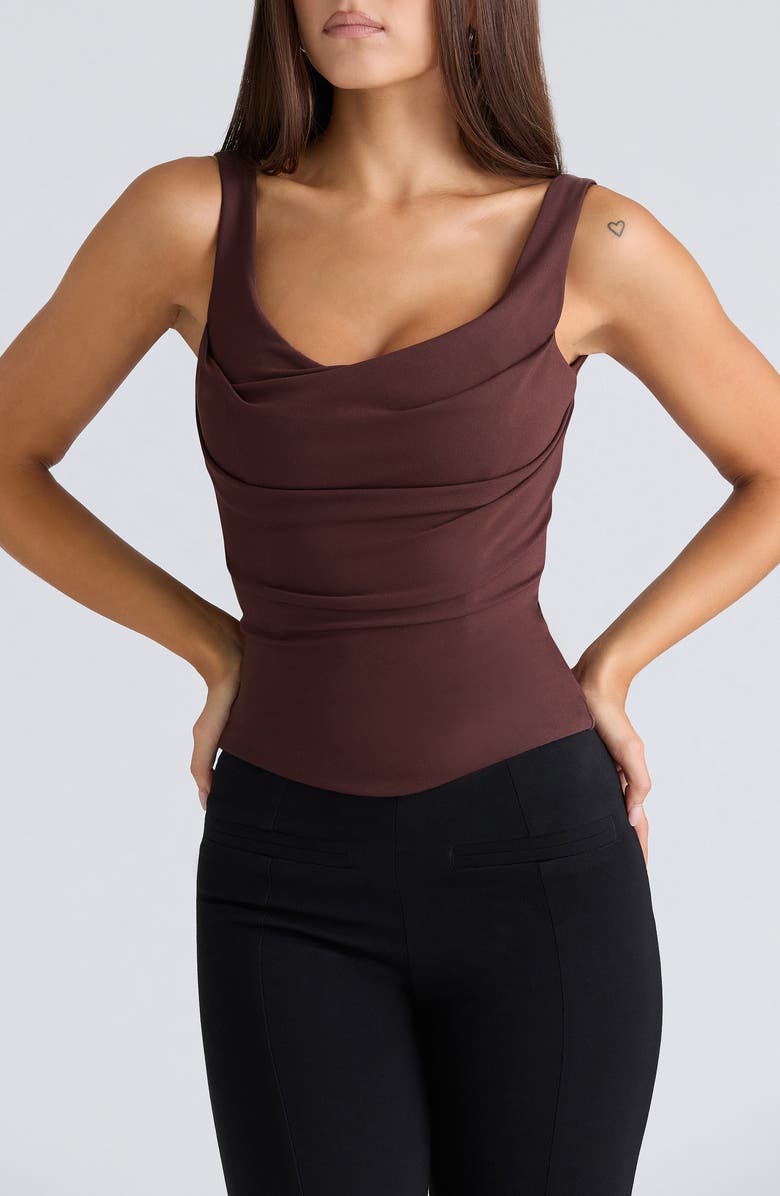 HOUSE OF CB The Drape Neck Corset Top, Alternate, color, Chocolate