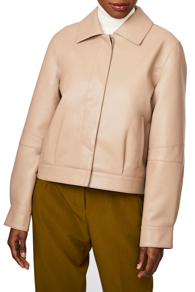 Faux Leather Jacket, Main, color, SHIITAKE