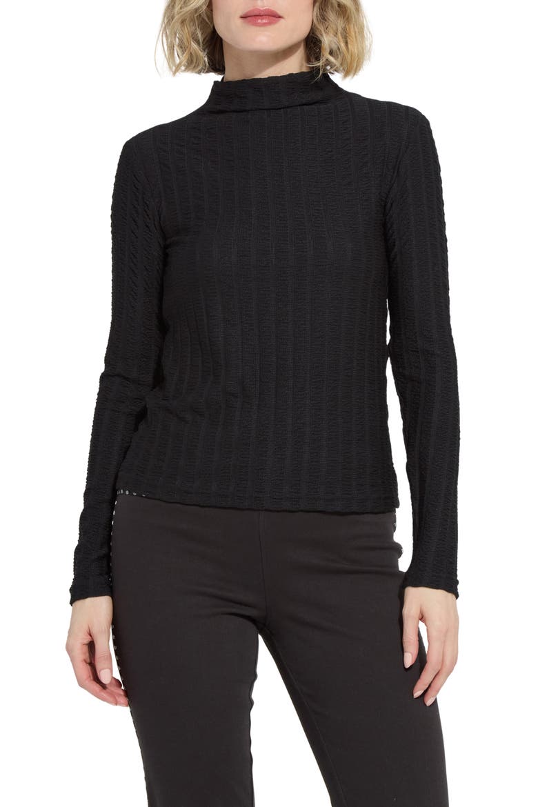 Isaura Funnel Neck Top, Main, color, BLACK VERTICAL TEXTURE