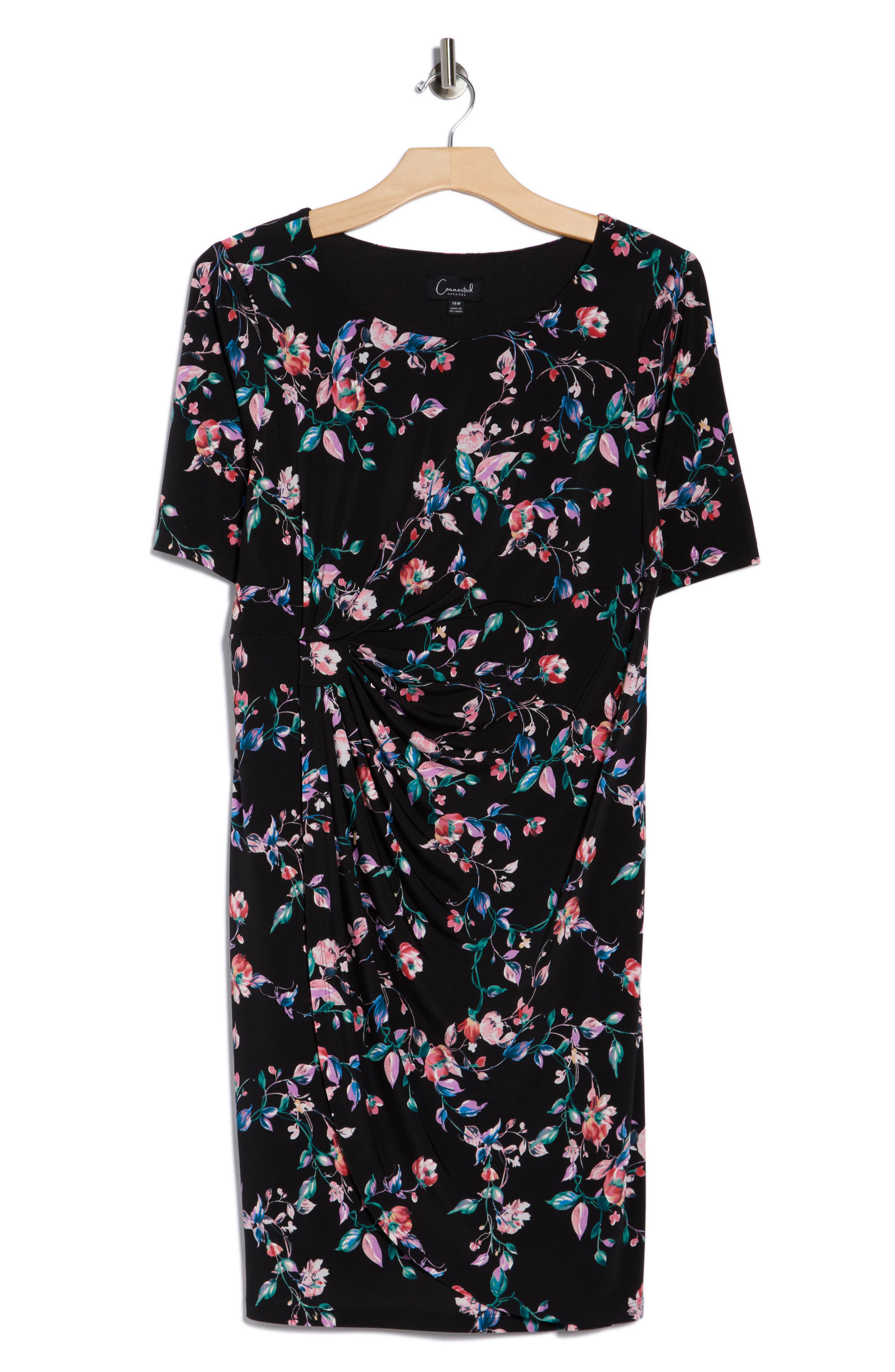 Connected Apparel Floral Gathered Midi Dress