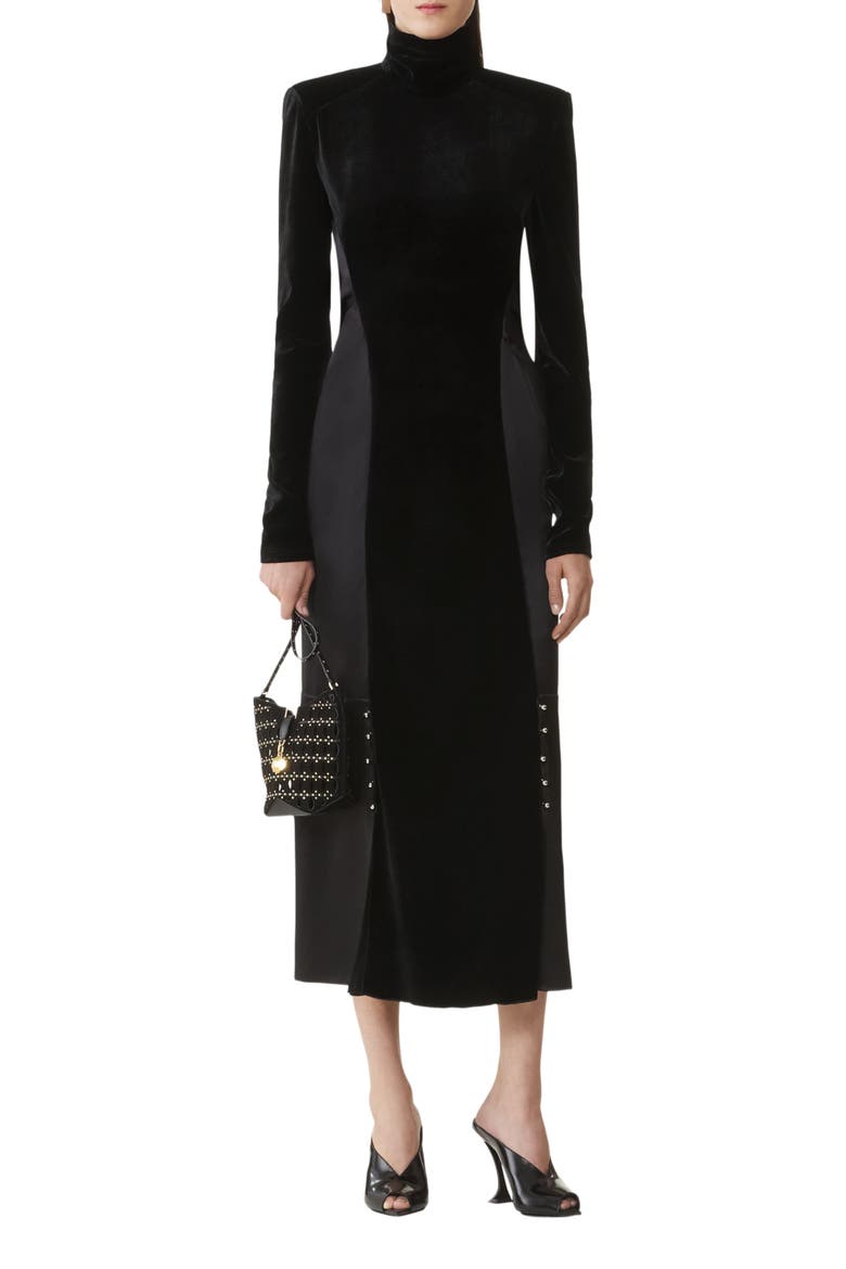 Velvet Midi Dress, Main, color, Black