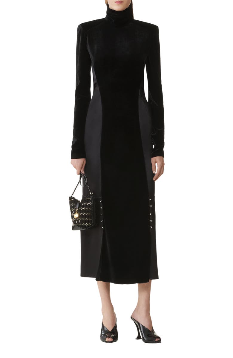 Lanvin Velvet Midi Dress, Main, color, Black