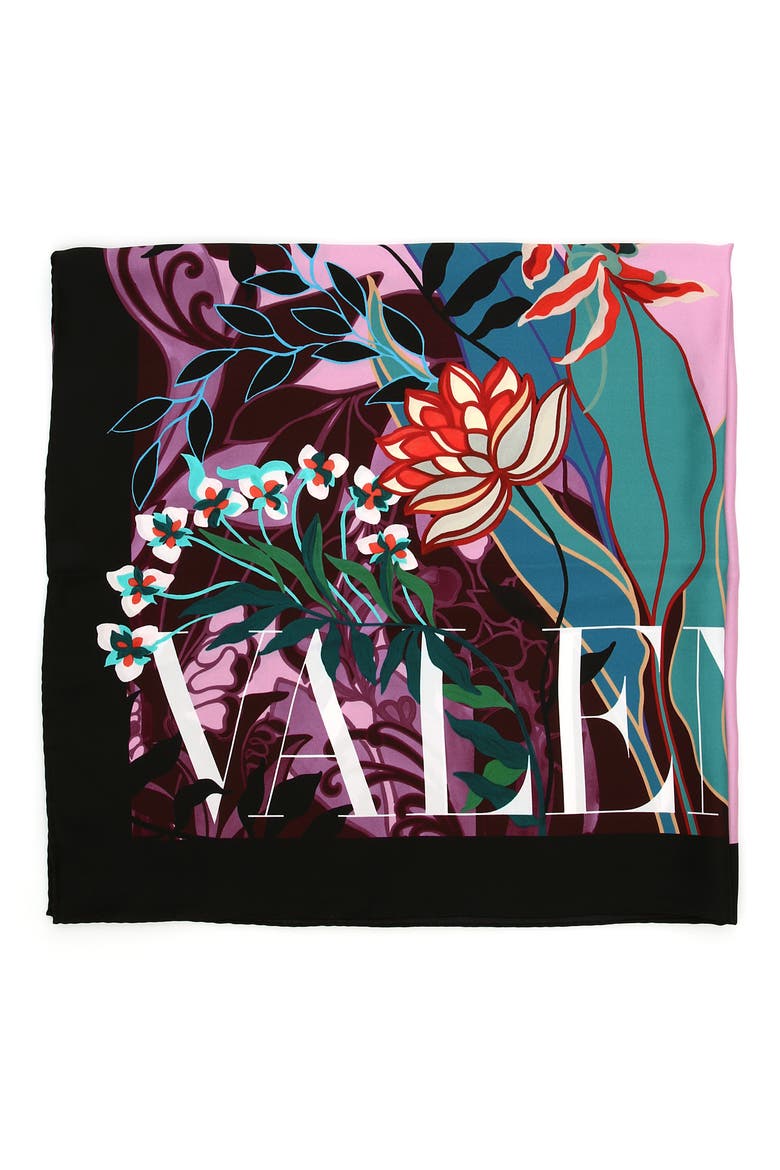 Valentino Seta Orchid Foulard Silk Scarf, Main, color, ROSA/ MULTI