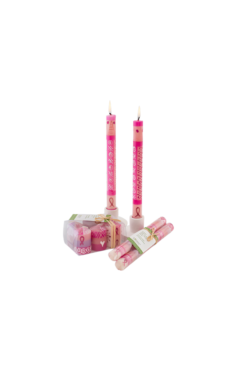 Thumbprint Artifacts Pink on Pink Painted Candles - Set of 2, Alternate, color, Pink - 9"
