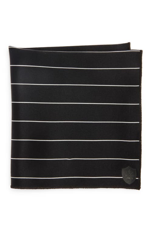 CLIFTON WILSON Pinstripe Silk Pocket Square in Black 