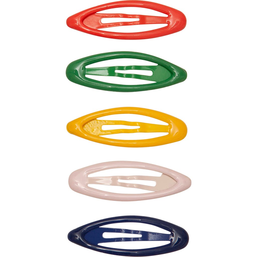 Mimi & Lula Kids' 5-pack Mini Enamel Clic Clacs Hair Clips In Multi