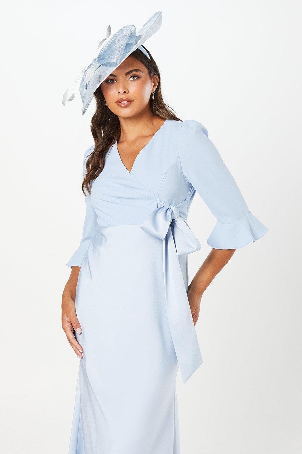 Ruffle Sleeve Satin Wrap Dress - image 4