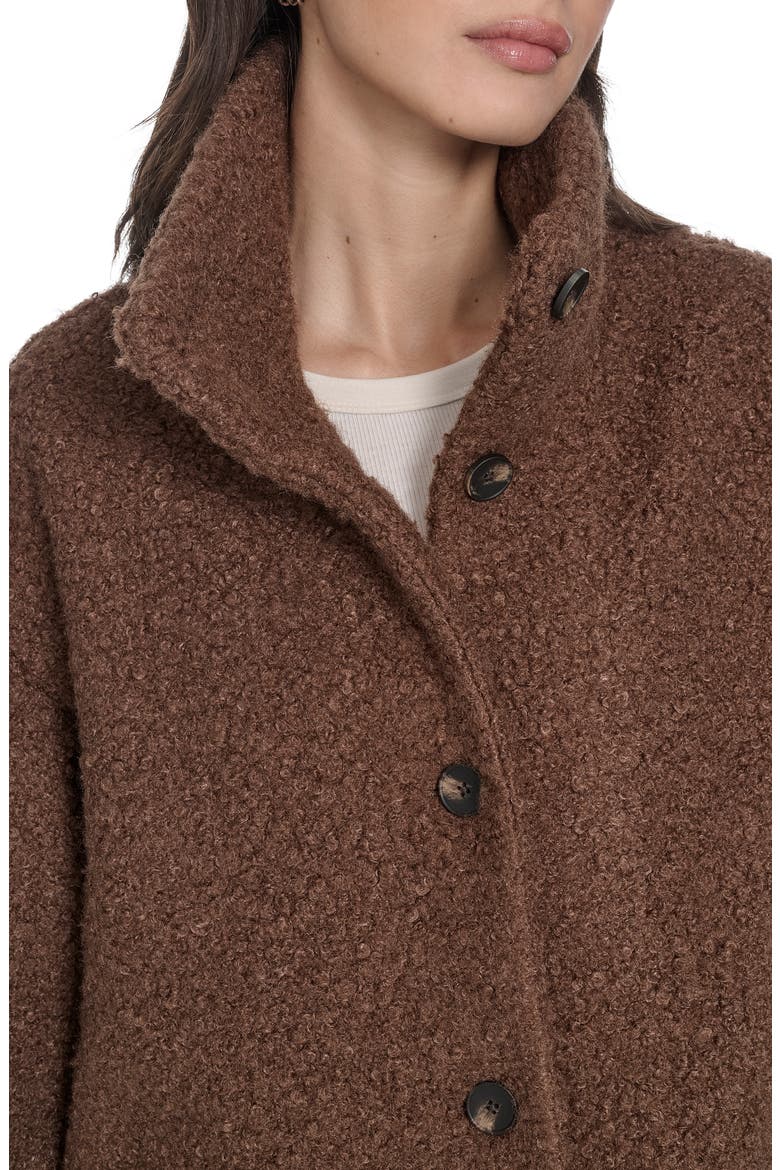 Bouclé Longline Cocoon Car Coat, Alternate, color, BROWN