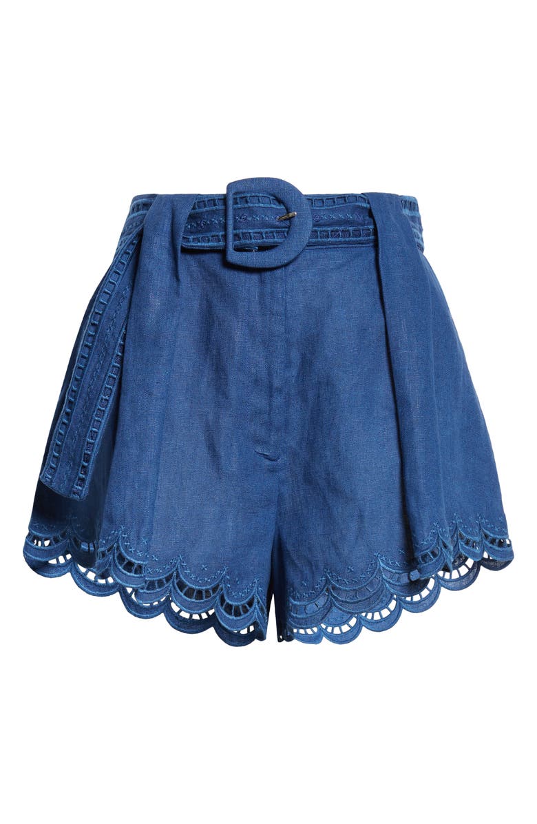 FARM Rio Richelieu Lace Detail Linen Shorts, Alternate, color, 