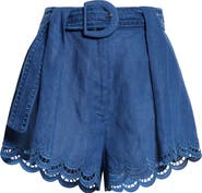 FARM Rio Richelieu Lace Detail Linen Shorts