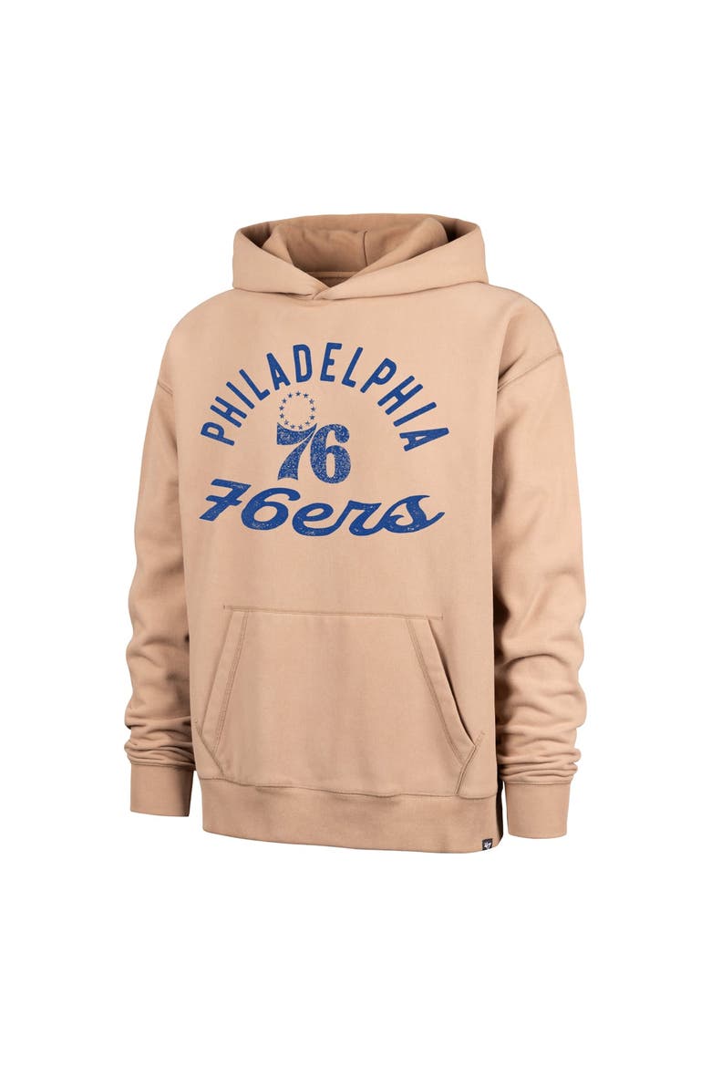 Men's '47  Khaki Philadelphia 76ers Dusted Bowline River Hoodie, Alternate, color, Khaki