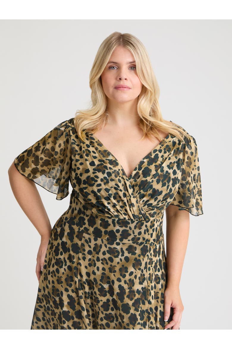 Isabelle Short  Sleeve Maxi Dress, Alternate, color, Leopard Print