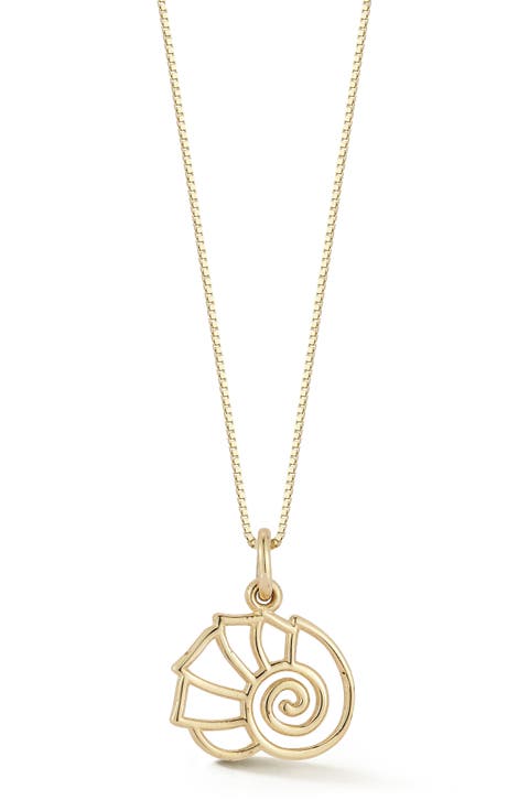 14K Gold Shell Pendant Necklace