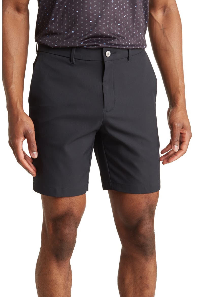 9-Inch Solid Flat Front Golf Shorts, Main, color, CAVIAR