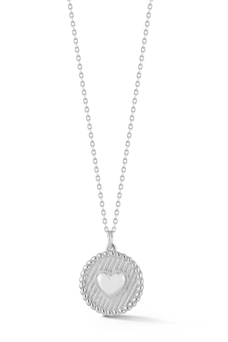 Heart Medallion Pendant Necklace, Main, color, SILVER