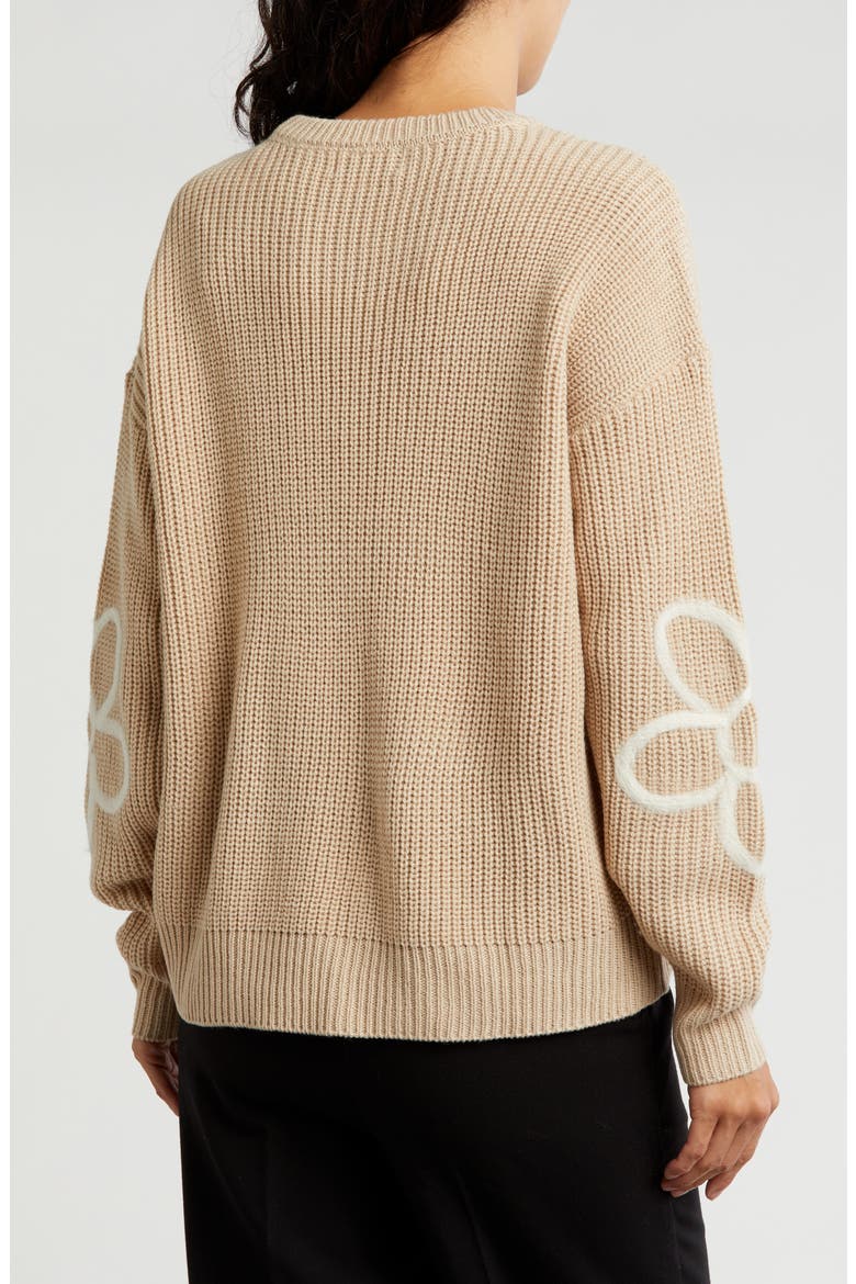Flower Embroidered Sweater, Alternate, color, TAUPE/ EGGSHELL