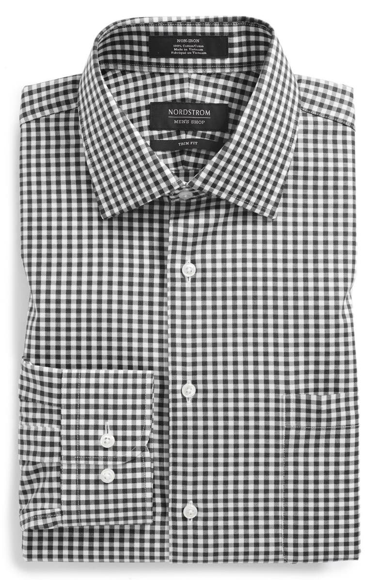 NORDSTROM MEN'S SHOP Nordstrom Non-Iron Trim Fit Gingham Dress Shirt, Main, color,