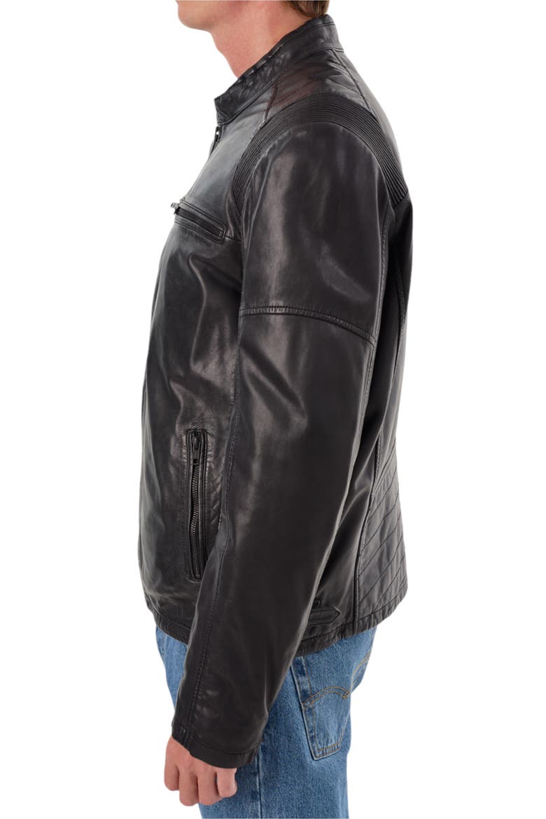 Leather Moto Jacket, Alternate, color, BLACK