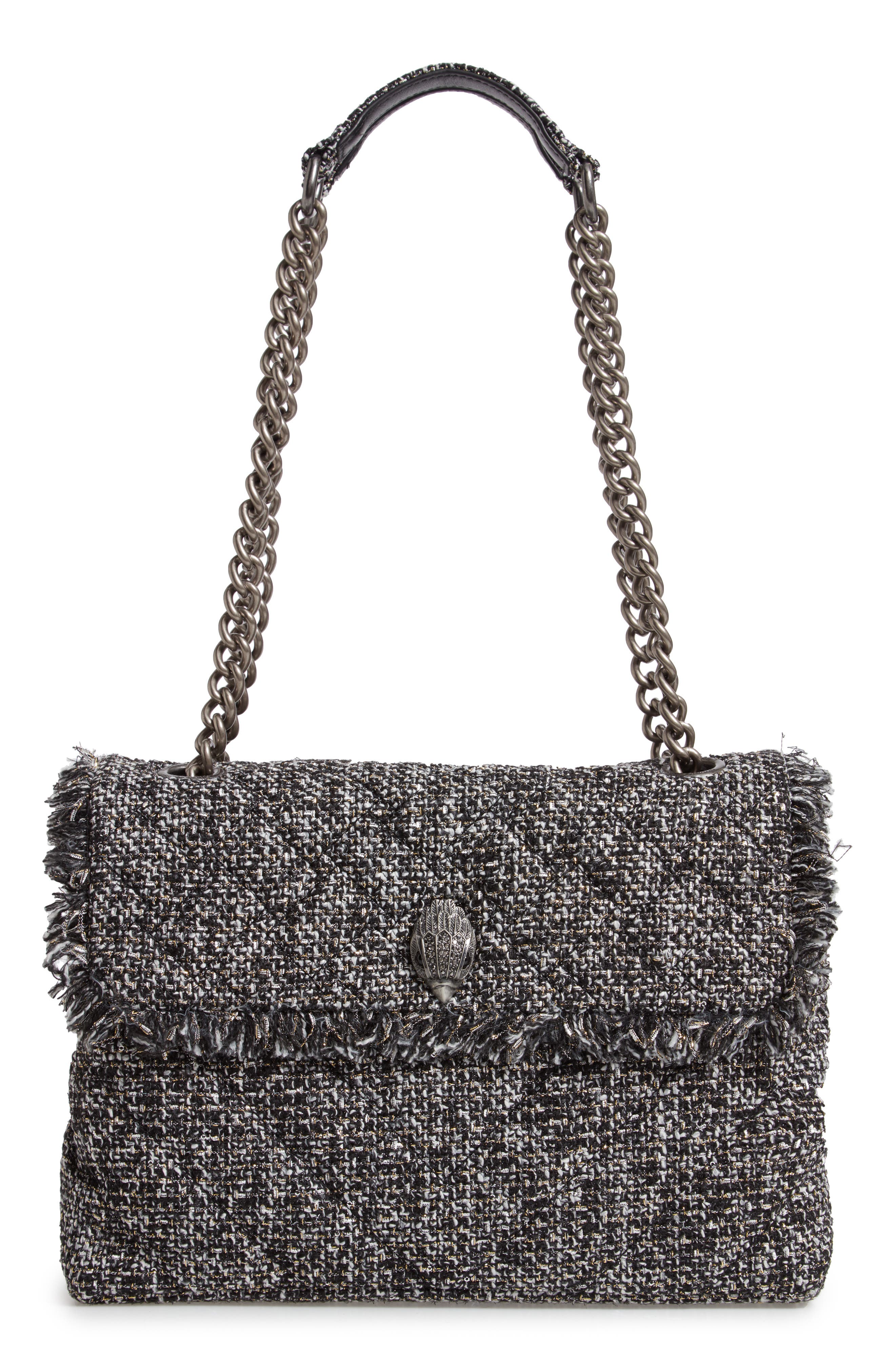 Large Kensington X Tweed Shoulder Bag, Main, color, GREY