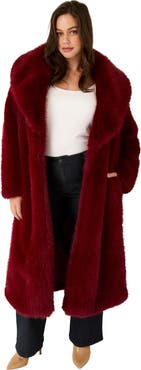 June + Vie Shaggy Faux Fur Coat