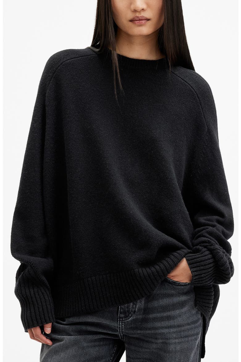 Ines Cashmere & Wool Crewneck Sweater, Main, color, BLACK