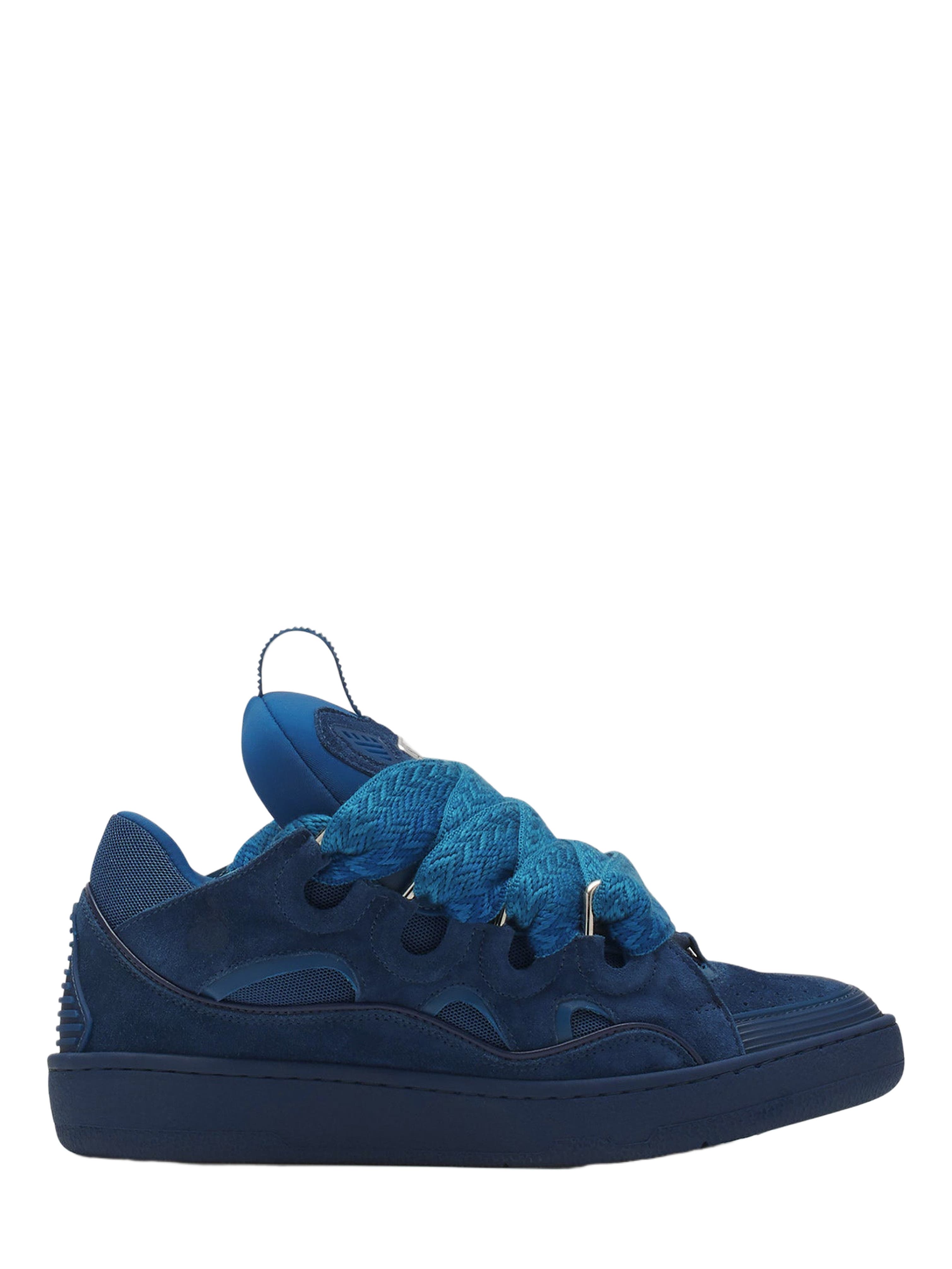 Curb Monochrome Leather sneakers, Main, color, Petrol Blue