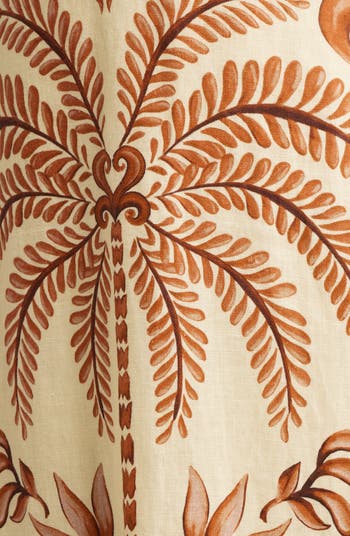 Milani Bead Trim Mixed Print Linen Maxi Dress