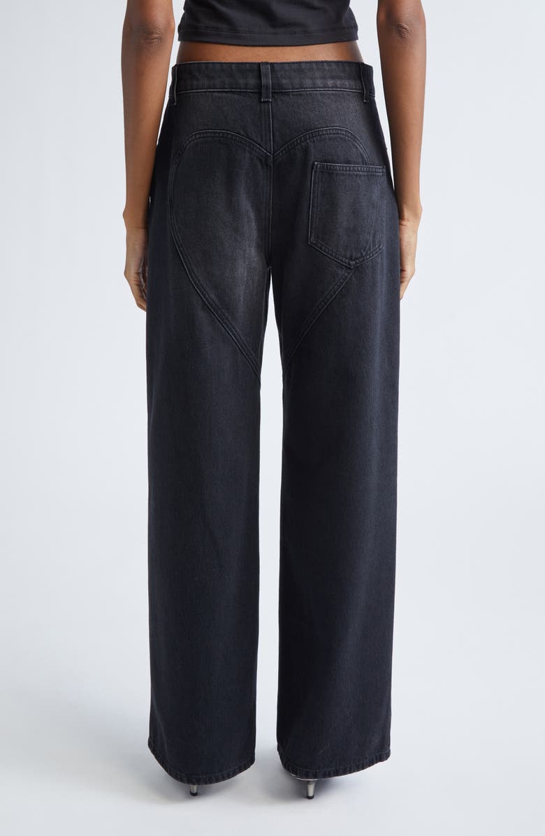 Area Crystal Chain Cutout Relaxed Jeans, Alternate, color, Washed Black