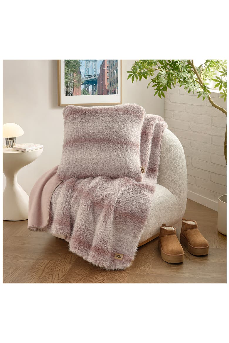 Clyde Faux Fur Throw Blanket, Alternate, color, DUSK/ SNOW