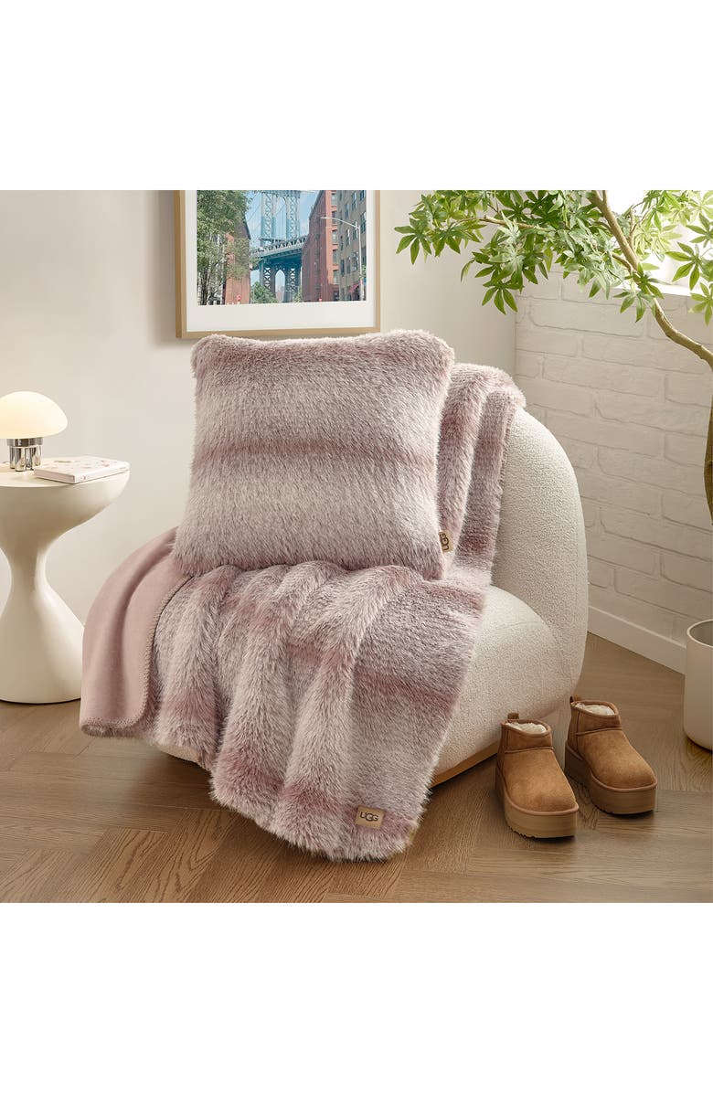 UGG<sup>®</sup> Clyde Faux Fur Throw Blanket, Alternate, color, Dusk/ Snow
