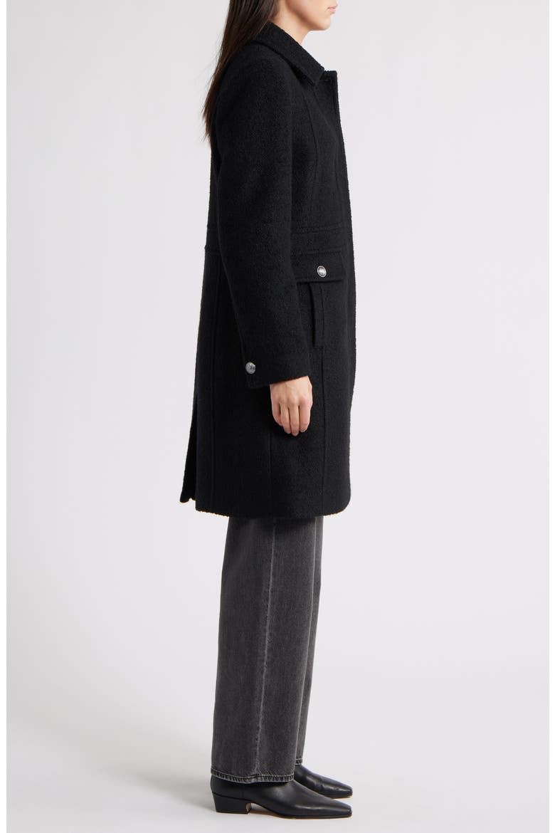 Bouclé Longline Coat, Alternate, color, BLACK